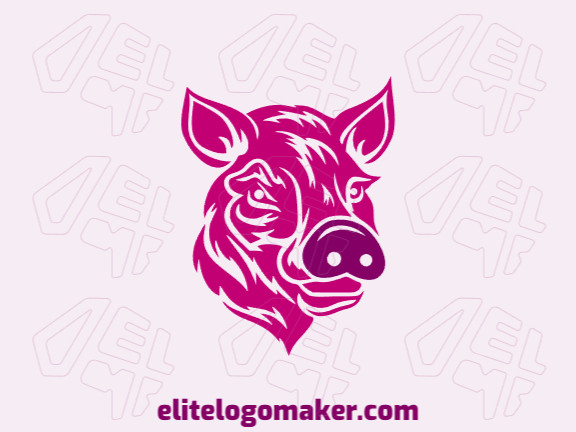 Logotipo de destaque com a forma de uma cabeça de porco com design diferenciado e estilo simples.