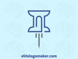 Simple logo with creative concept forming a pin combined with a clip with a refined design and blue and gray colors.