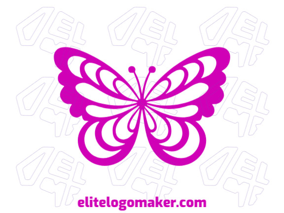 Logotipo customizável com a forma de uma borboleta rosa composto por um estilo simétrico.