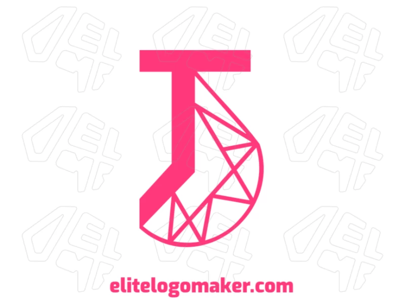 Un logotipo creativo con la letra "J" rosa en estilo mosaico, diseñado como una letra inicial para una identidad visual vibrante y única.