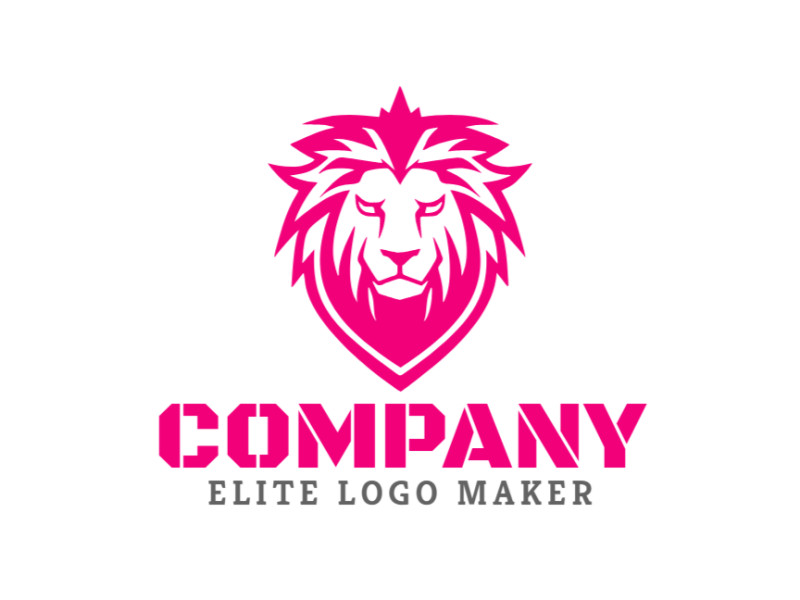 Ideal logo for different businesses in the shape of a pink lion, with creative design and abstract style.