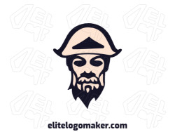 Create a logo for your company in the shape of a pirate with simple style with black and beige colors.