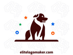 An abstract logo featuring a pit bull dog in shades of blue, brown, and orange. Its minimalist design captures the essence of the breed's strength and loyalty.