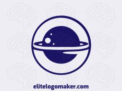 Create a logo for your company in the shape of a planet with minimalist style and dark blue color.