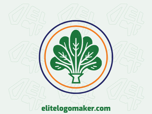 Customizable logo in the shape of a plant composed of an abstract style with green, blue, and orange colors.