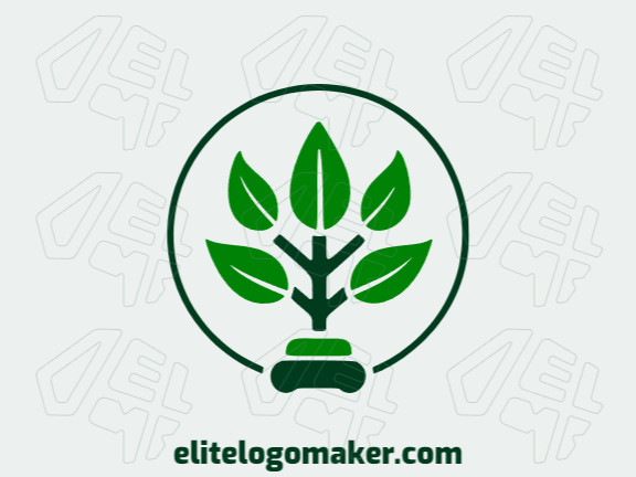 Crie seu logotipo online com a forma de uma planta com cores customizáveis e estilo circular.