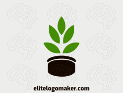 Ideal logo for different businesses in the shape of a plant, with creative design and minimalist style.