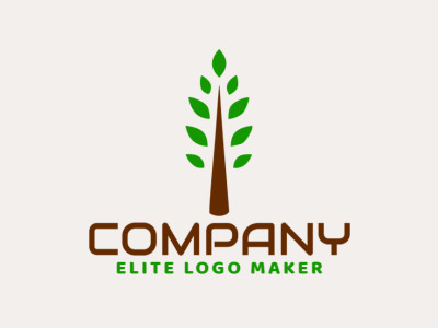 Adaptable logo in the shape of a plant with a minimalist style, the colors used were dark brown and dark green.