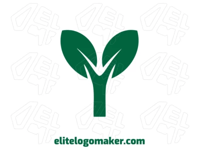 Diseño de logo para empresa con una planta y dos hojas verdes, reflejando un estilo minimalista para una apariencia simple, fresca y moderna.