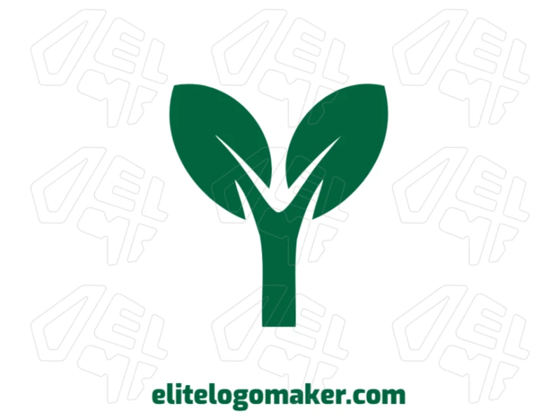 A company logo design featuring a plant with two green leaves, reflecting a minimalist style for a simple, fresh, and modern look.