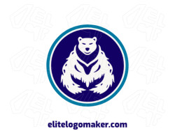 Create your online logo in the shape of a polar bear with customizable colors and circular style.