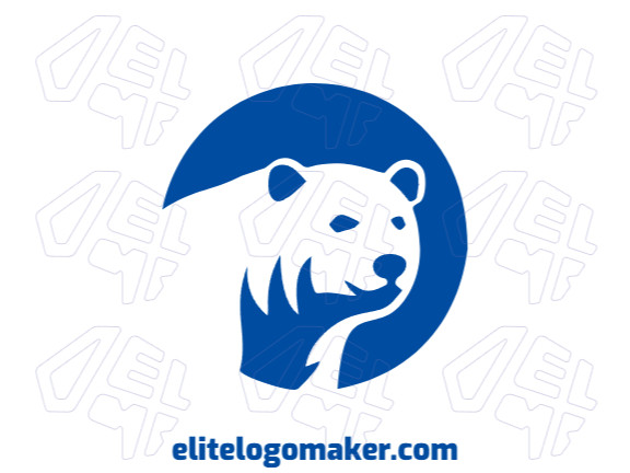 Crie um logotipo vetorizado apresentando um design contemporâneo de um urso polar e estilo espaço negativo, com um toque de sofisticação e cor azul.