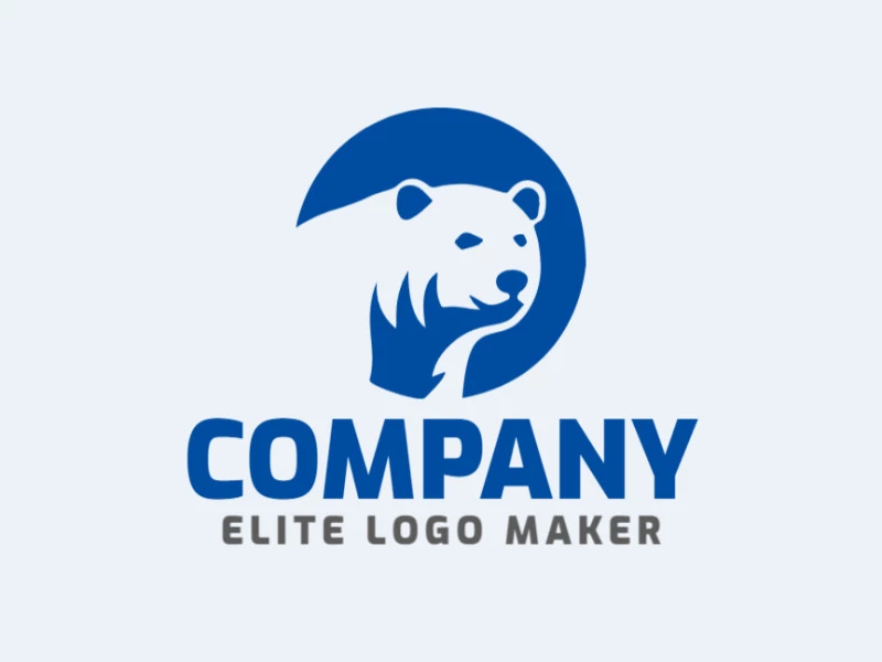 Create a vectorized logo showcasing a contemporary design of a polar bear and negative space style, with a touch of sophistication and blue color.