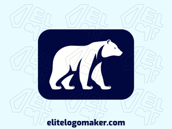 Create your own logo in the shape of a polar bear with abstract style with blue and white colors.
