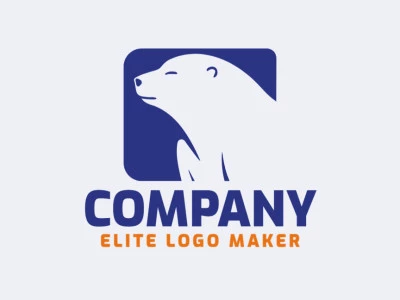 Create your own logo in the shape of a polar bear with a minimalist style and blue color.