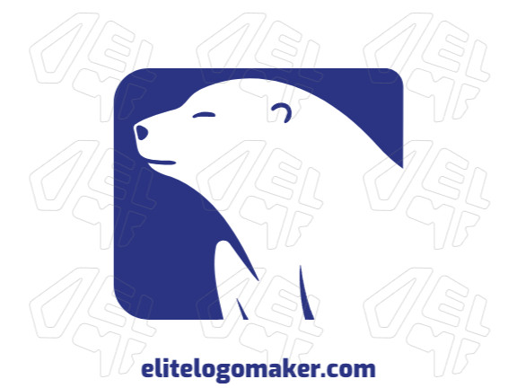 Create your own logo in the shape of a polar bear with a minimalist style and blue color.