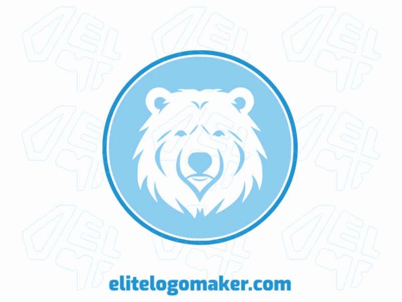 Logo template for sale in the shape of a polar bear, the colors used were blue and dark blue.