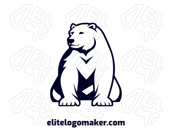 Crie seu próprio logotipo com a forma de um urso polar com estilo espaço negativo e com a cor preto.