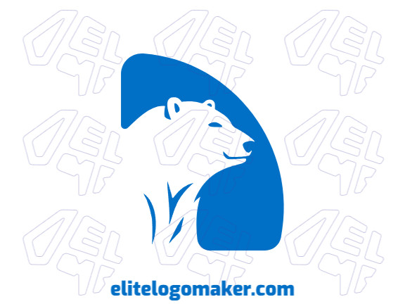 Um logotipo minimalista que utiliza espaço negativo, destacando um urso polar em azul sereno.