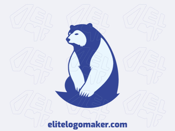 Um logotipo minimalista com um urso polar sentado, transmitindo tranquilidade e graciosidade.