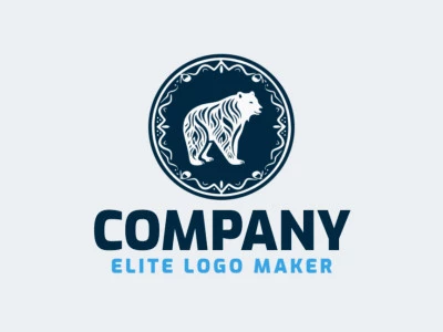 Customizable logo in the shape of a polar bear with an circular style, the colors used was blue and white.