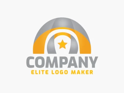 Gradient logo design consists of the combination of a temple with a shape of a star with gray and yellow colors.