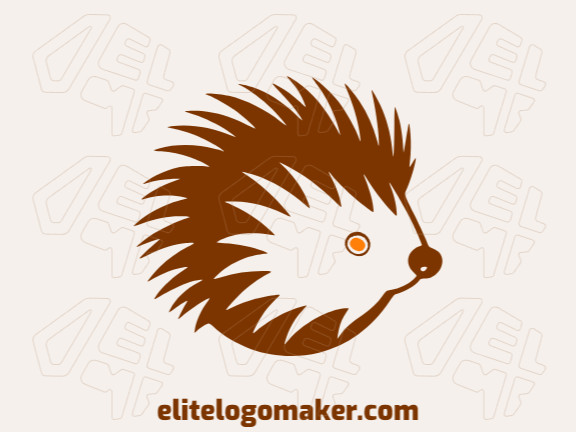 Logotipo animal criado com formas abstratas formando um porco-espinho com as cores marrom e laranja.