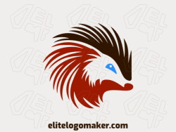 Professional logo in the shape of a porcupine with a simple style, the colors used were dark red and dark brown.