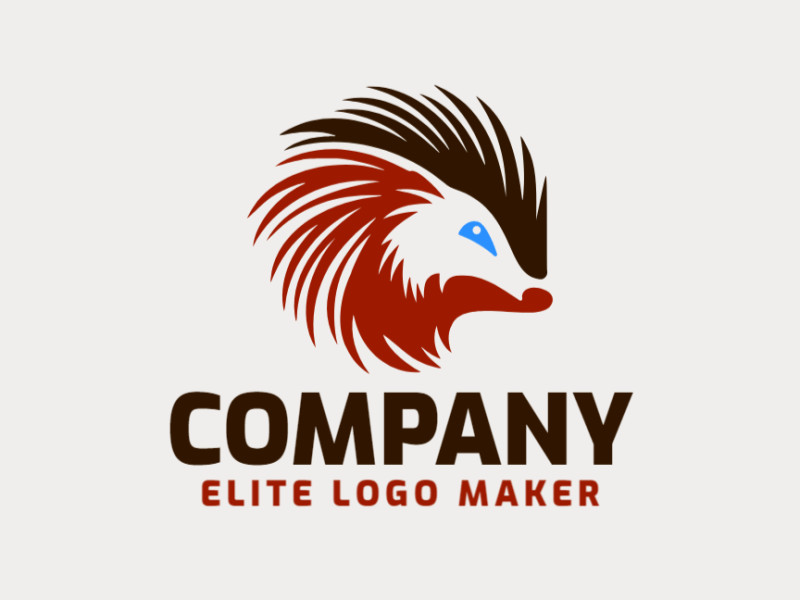 Logotipo profissional com a forma de um porco-espinho com estilo simples, as cores utilizadas foi vermelho escuro e marrom escuro.