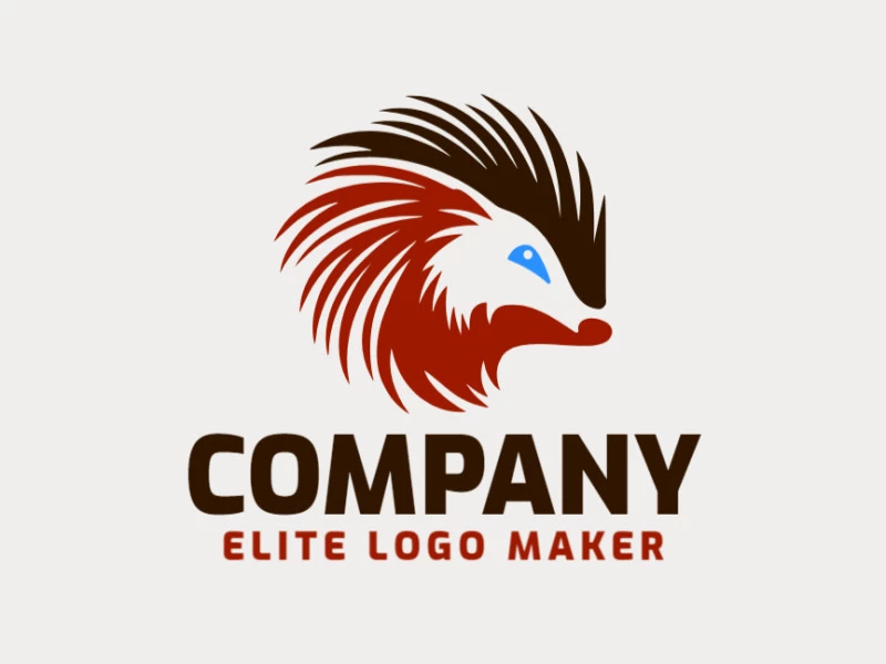 Professional logo in the shape of a porcupine with a simple style, the colors used were dark red and dark brown.