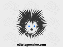 A mascot-style porcupine in sleek grey and dark blue, making for an endearing and unique logo.