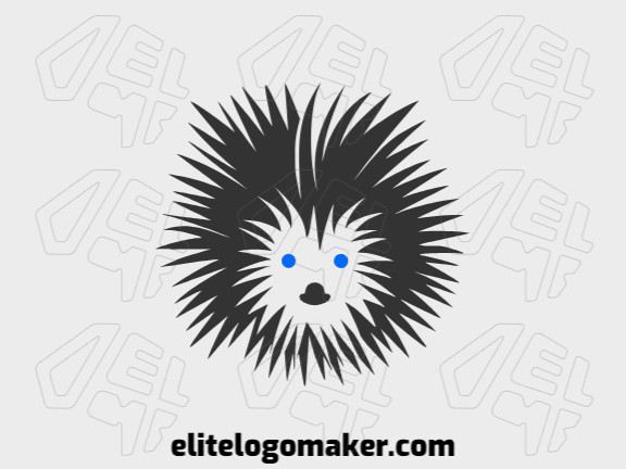 Um porco-espinho estilo mascote em cinza elegante e azul escuro, criando um logotipo cativante e único.
