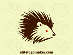 Logotipo profissional com a forma de uma cabeça de porco-espinho com estilo abstrato, as cores utilizadas foi marrom e vermelho.