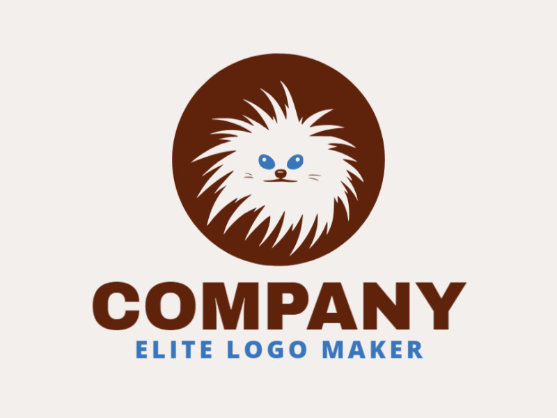 Modelo de logotipo para venda com a forma de um porco-espinho, as cores utilizadas foi azul e marrom.