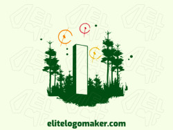 Customizable logo in the shape of a portal composed of an abstract style with green, orange, and red colors.