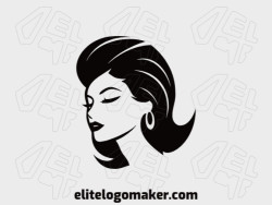 Creative logo in the shape of a pretty Woman with a refined design and minimalist style.