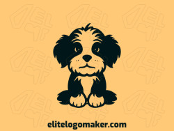 Vector logo in the shape of a puppy with a childish design and black color.