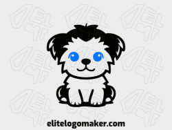 Customizable logo in the shape of a Puppy with a childish style, the colors used were blue and black.