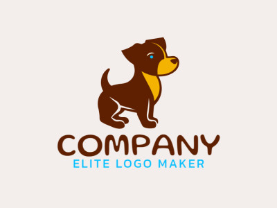 Un logo adorable con un cachorro, estilizado con características animales en marrón y amarillo oscuro, irradiando calidez y simpatía.