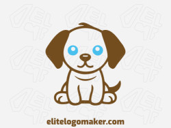 The logo template for sale is in the shape of a puppy, and the colors used were blue and brown.