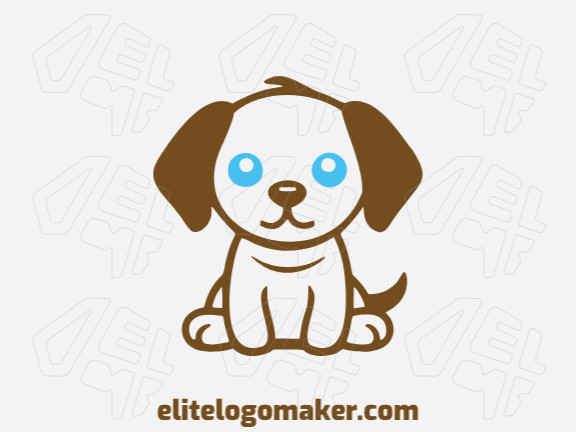 Modelo de logotipo para venda com a forma de um cachorrinho, as cores utilizadas foi azul e marrom.