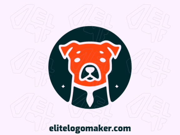 O logotipo apresenta um estilo infantil com um cachorrinho fofo em tons de laranja e preto. Ele retrata uma sensação de brincadeira e alegria, mantendo um design simples e encantador.