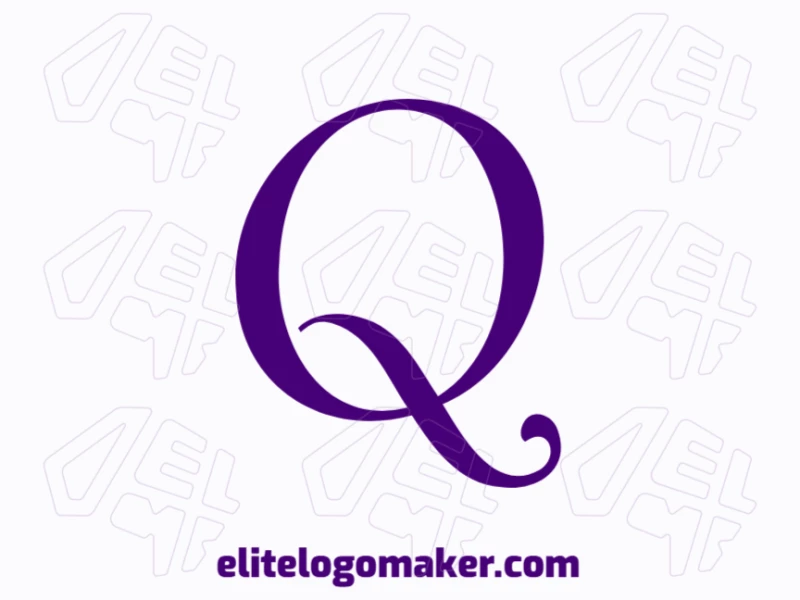 Design de logo com letra inicial apropriado apresentando a letra 'Q' roxa e minimalista, ideal para uma identidade de marca elegante e profissional.
