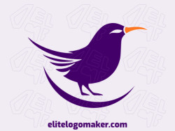 Create your online logo in the shape of a purple bird with customizable colors and simple style.