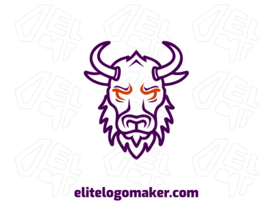 Um logo de touro roxo personalizável com design simétrico, permitindo gerar um visual único e marcante, adaptado à sua marca.