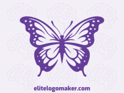 Contemporary emblem featuring a purple butterfly, exquisitely crafted with a sleek and symmetric aesthetic.