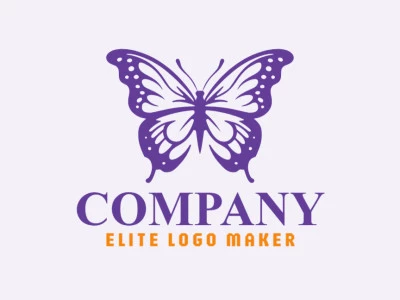 Contemporary emblem featuring a purple butterfly, exquisitely crafted with a sleek and symmetric aesthetic.