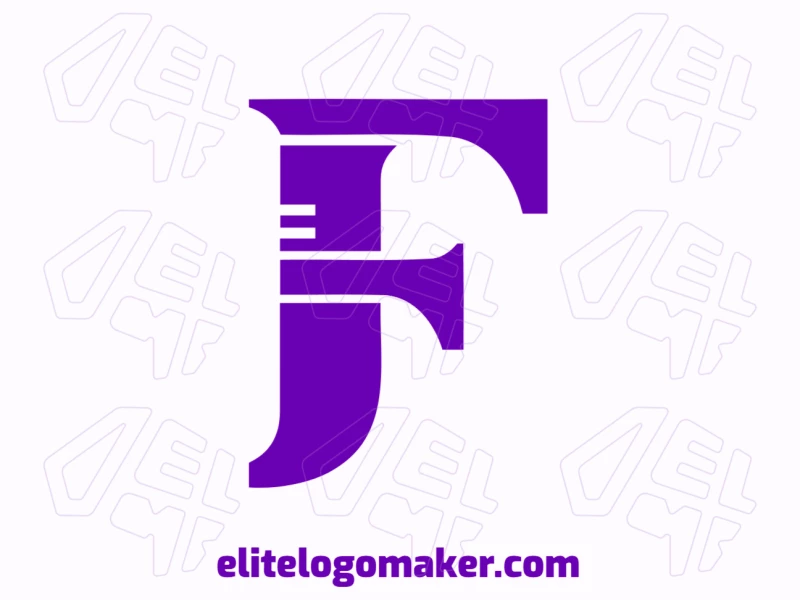 Um logotipo abstrato legal com uma letra 'F' roxa dinâmica, projetado com formas modernas para transmitir energia e criatividade.