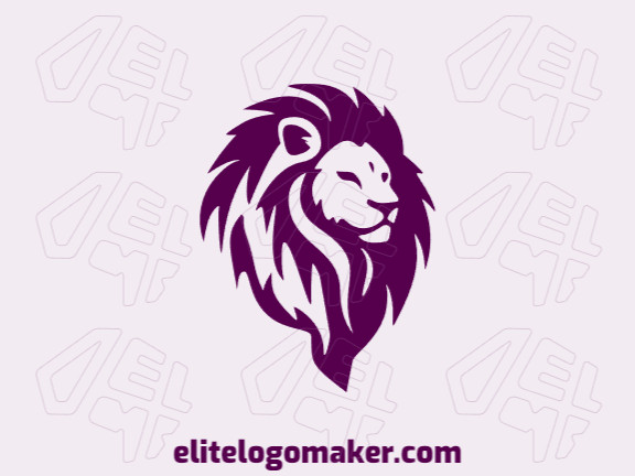 Logotipo ideal para diferentes negócios com a forma de um leão roxo com estilo mascote.