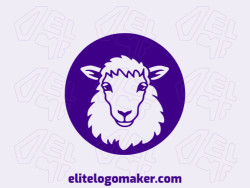 Creative logo in the shape of a purple sheep with a memorable design and illustrative style, the color used is purple.
